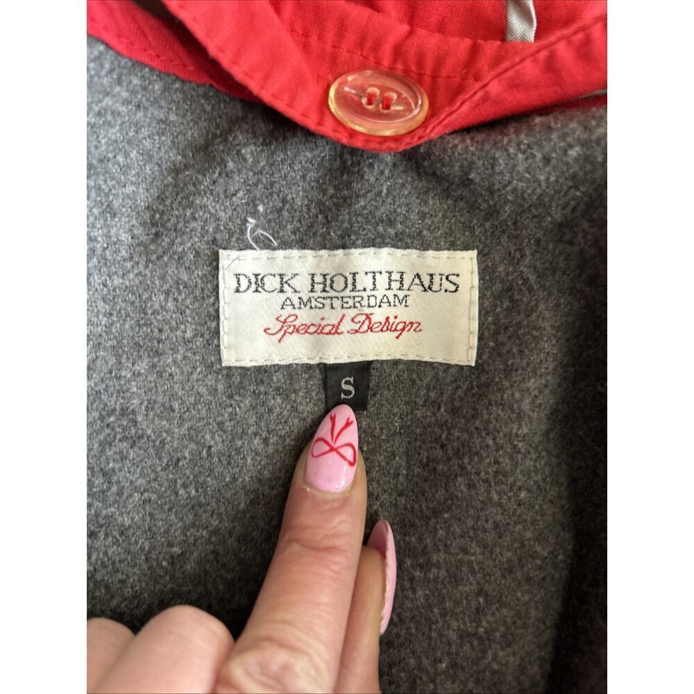 Vintage Dick Holthaus Rare Red Trench Coat Collectible Women’s Sm Gold Tone Wool - Picture 13 of 16